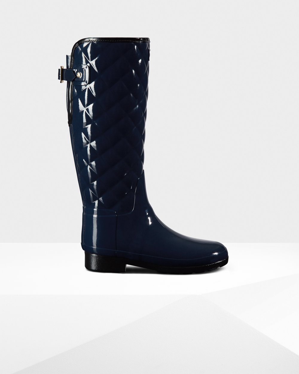 Botas De Altas Refined Adjustable Quilted Gloss Hunter Mujer - Azul Marino - 598163AFZ